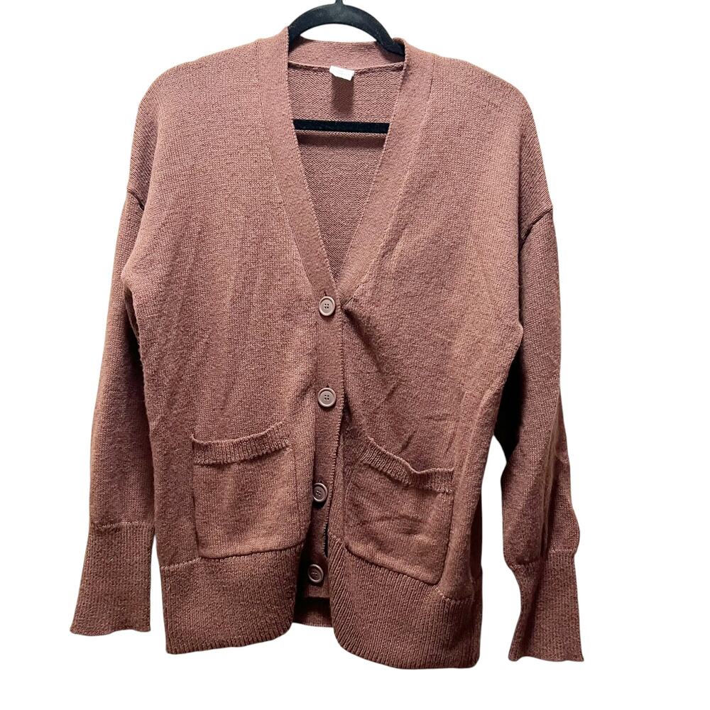 Melrose And Market Burgundy knit Oversized Knit Cardigan Sweater Button Sz XS